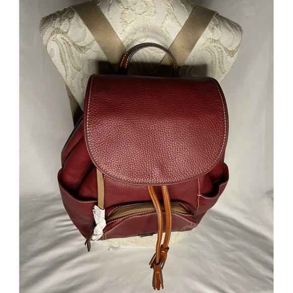 Dooney & Bourke Wine Red Color Pebble Grain Leather Large Murphy Backpack NWOT - Picture 3 of 15